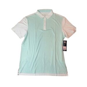 HEAD Golf Mens Polo Shirt Ocean White Colorblock Performance Mesh 1017-1 XL NWT